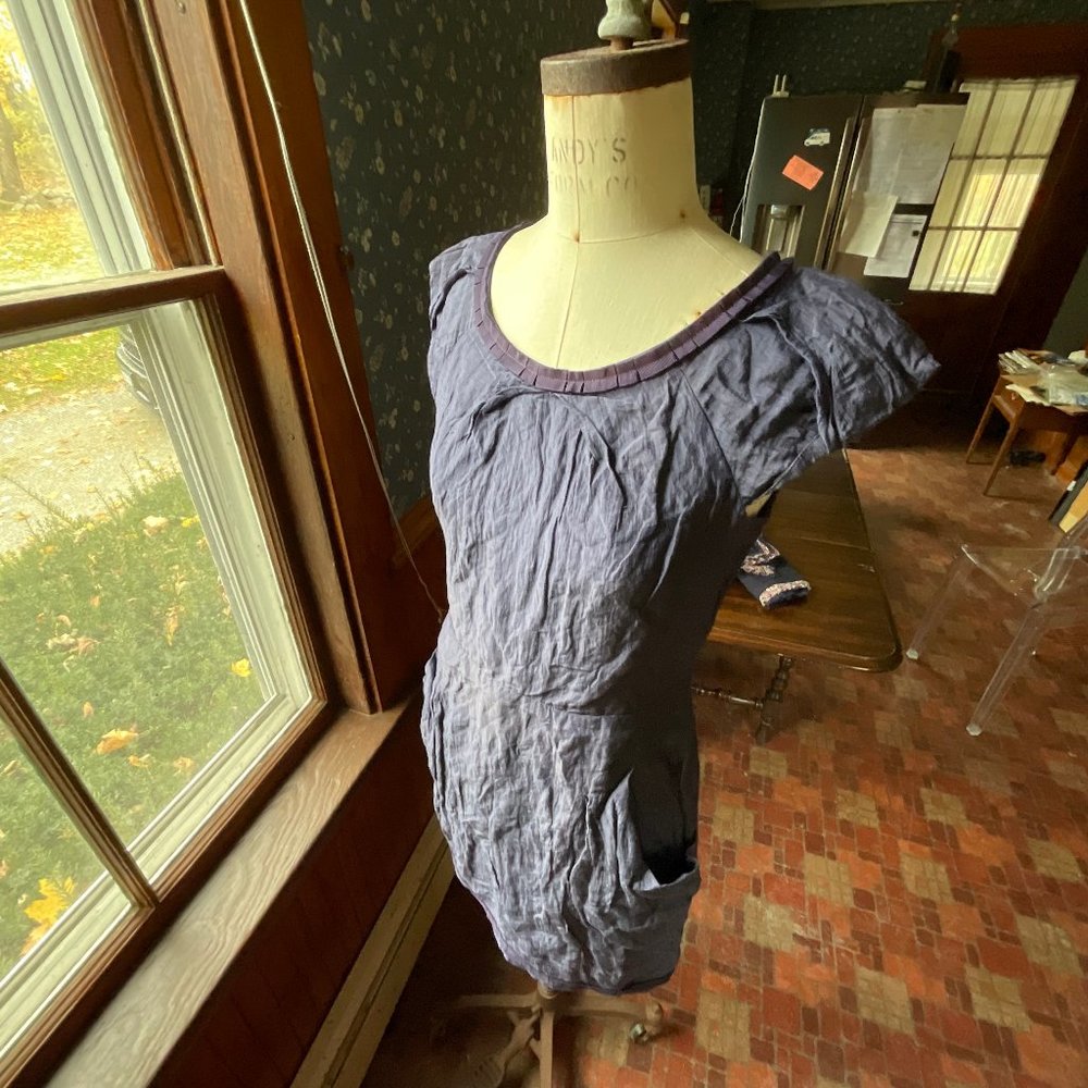 Calypso St Barts blue lined zip back dress XS